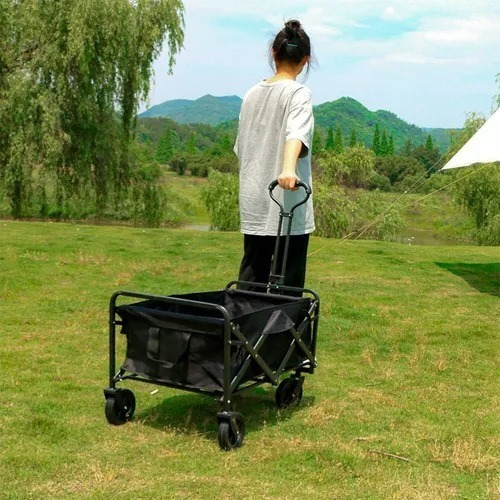 Carrito Para Compras Plegable Ideal Para El Camping Pro Max Color Negro