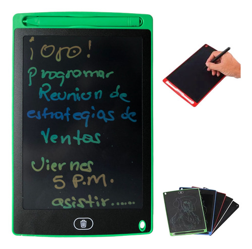Tableta Escritura Notas Recordatorios Trazo Colores Verde 
