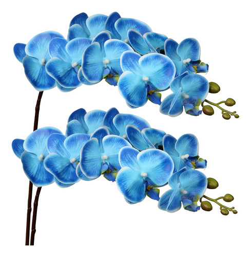Dilatata Flores De Orquidea Artificiales Azules, 9 Cabezas G