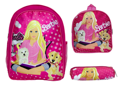 Mochila Infantil Escolar Feminina Juvenil Barbie Pets Rosa