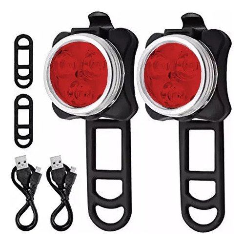 Pack Luces Led Bicicleta Recargable Aluminio - Blanca + Roja