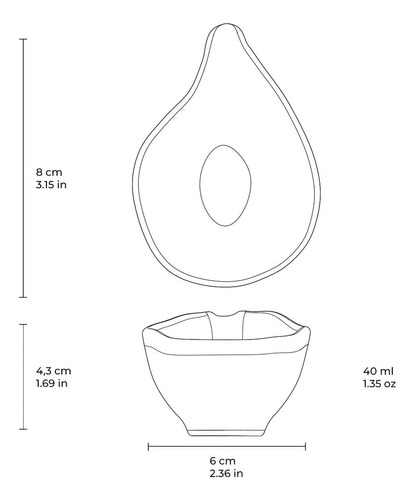Conjunto De 6 Molheiras Oval Orgânico Echo Branco 8x6cm 40ml Porto Brasil Cerâmica