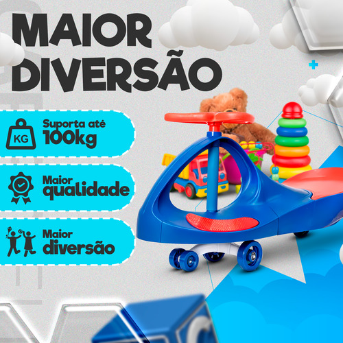 Carrinho Gira Rolimã Com Led Luz Som 100 Kg Gira 360o Cores
