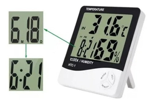 Termohigrometro Digital Htc-1 Indoor Reloj Alarma 
