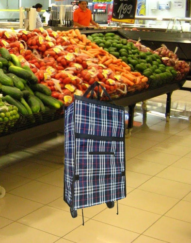 Bolsa Plegable De Mandado Con Ruedas Color Azul marino