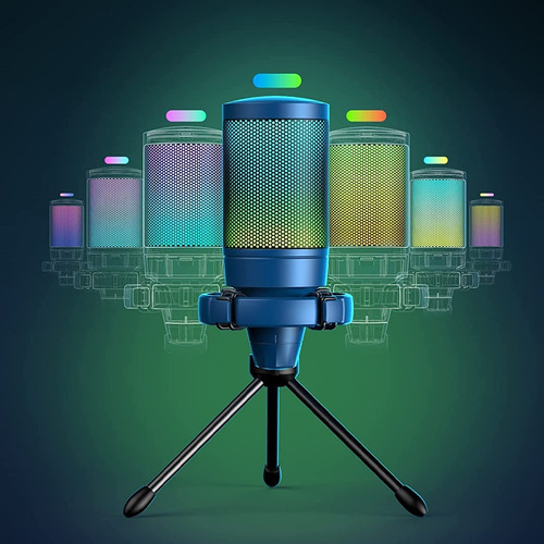 Micrófono Fifine Ampligame A6v Rgb Usb Cardioide - Blue