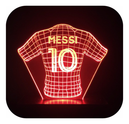 Velador Led 3d Camiseta Messi Inter Miami Rgb 16 Colores