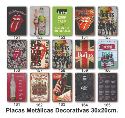 Imagen 2 de 10 de Placa Decorativa Métalicas Diseño Vintage Retro 30 X 15 Cm