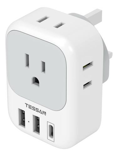 Adaptador De Corriente Tipo G, 3 Cargadores Usb (1 Usb C), 4