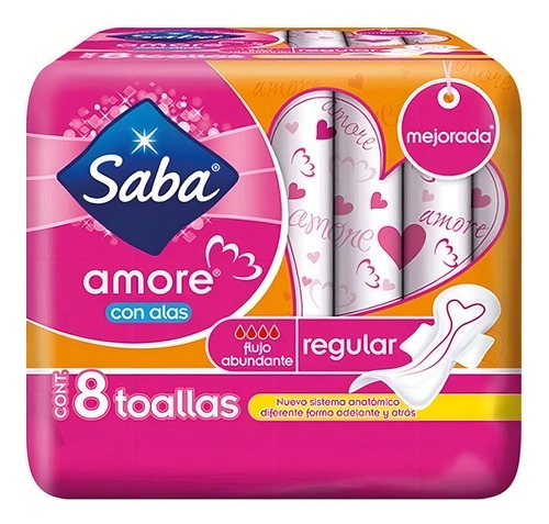 Toalla Femenina Saba Amore Regular Con Alas 8 Pzas