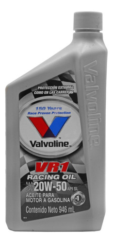 Aceite Motor Valvoline Vr1 Racing 20w50 Api Sl Mineral 946ml