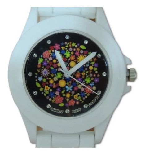 Relógio Feminino Estudante Pulseira De Silicone Quartz Flor