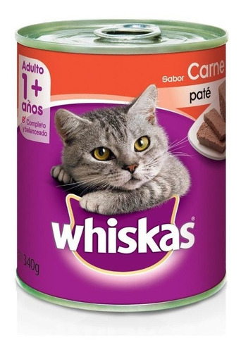 Imagen 2 de 3 de Pate Gato Whiskas Adulto Carne 340 Gr X 6 Unidades
