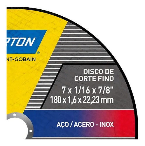 10 Un Disco De Corte Standard Norton 180 X 1.6 X 22.23 Cor Preto