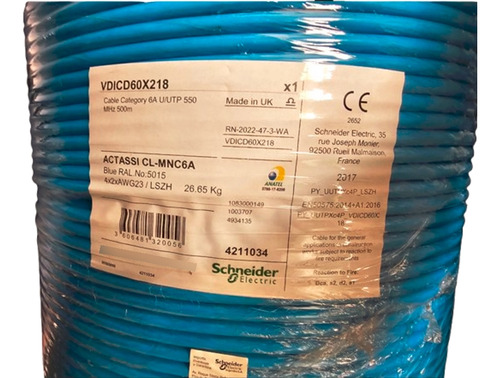 Cable Utp Actassi Cat6a Cable 50mts