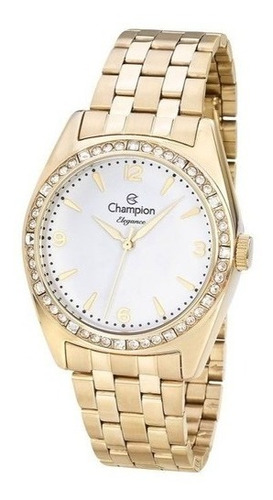 Relógio Champion Elegance Cn24208h Pulseira Aço Dourado Cor do fundo Branco