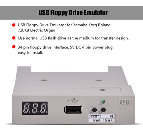 Emulador De Unidad De Disquete Usb Sfrm72-fu-dl Para Yamaha