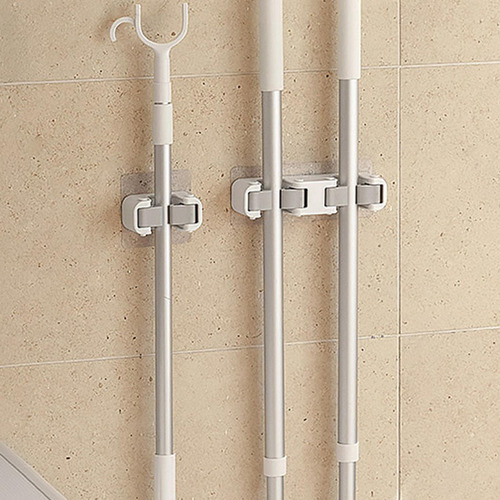 3 Soporte Autoadhesivo Para Fregona, Soporte Para Clip Doble