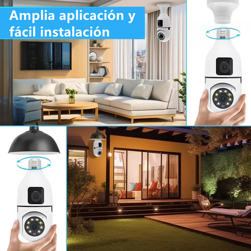 Cámara De Seguridad Wifi Xinshi E27 360°6mp V380 Pro De Doble Lente Con Visión Nocturna Seguimiento Automático Alarma Color Blanco