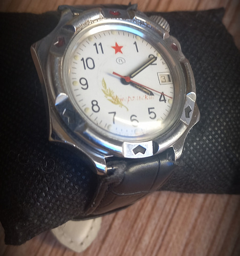 Relógio Vostok Komandirskie, Exército Vermelho Preto Prateado Branco (Usado)