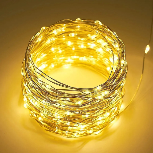 Imagen 4 de 7 de Luces Guirnalda Hada Solar Alambre 200 Led Calido 20 Metros