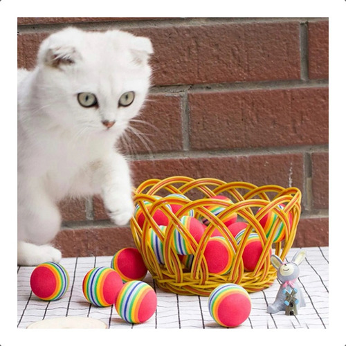 Pack De 10 Pelotas Para Gatos Juguetes Juegos Multicolor