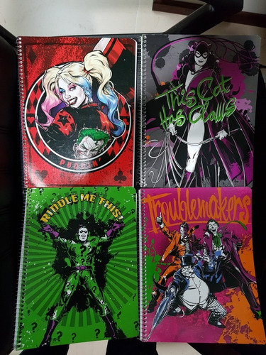 4 Cuadernos Batman Harley Quinn Guasón Gatubela Pingüino