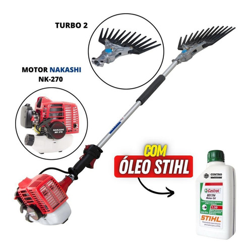 Derriçadeira Profissional Nakashi + 01 Óleo Castrol Stihl 2t