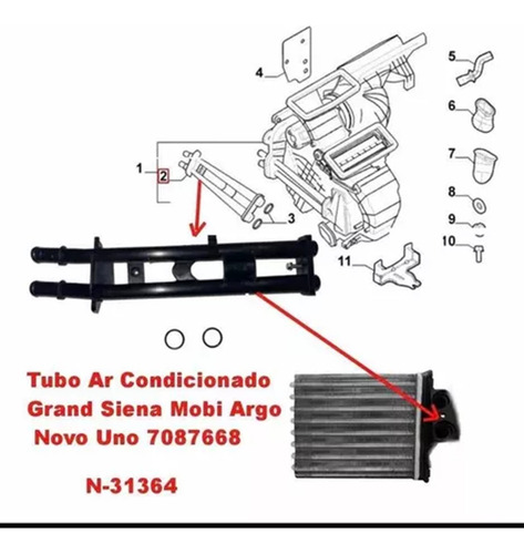 6x Cano Tubo Ar Quente Fiat Uno 1.0/1.4 7087668 Mopar