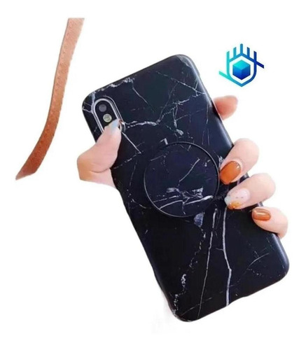 Funda Premium Para iPhone Marmol+ Soporte+ Mica Mujer Hombre