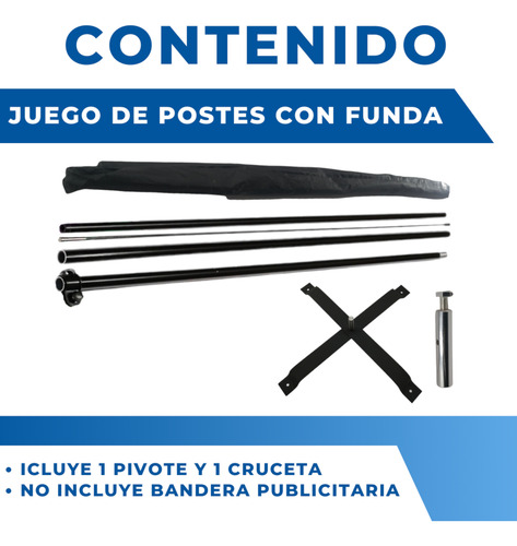 Estructura Base Porta Flag Banner Bandera Asta 4.5m Sin Lona