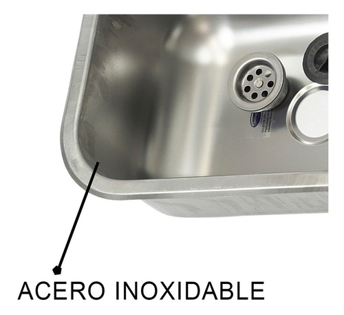 Imagen 3 de 6 de Pileta Bacha Acero Dhinox Cocina Simple 37 X 34 X 14