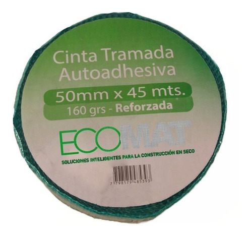 Rollo Cinta Tramada Reforzada 160gr Durlock X 45 Mts Verde