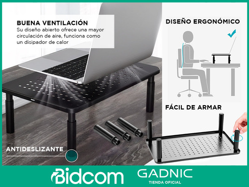 Soporte De Notebook Y Monitor Gadnic Mesa Color Negro