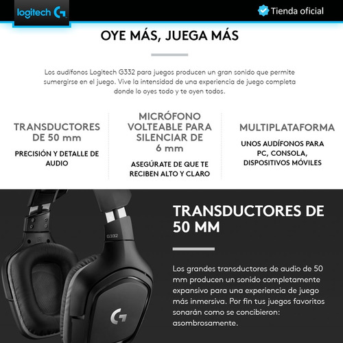 Logitech G332, Diadema Gamer Estéreo Para Pc, Ps4, Xbox One