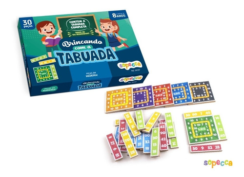 Jogo Infantil Brincado Com A Tabuada 30 Pçs Em Mdf - Sopecca