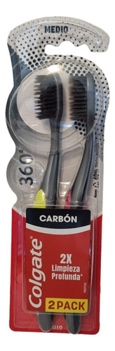 Cepillo Dental Colgate 360 Black Con Carbón 2pack Medio