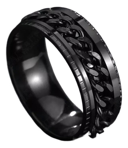 Anillo De Acero Cadena Caballero Inoxidable Negro