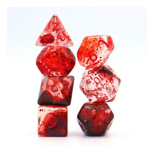 7 Piezas De Dados Poliédricos D6 D4 D8 D10 D12 D20 Rojo