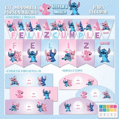 Kit Imprimible Stitch y Angel, Personalizado
