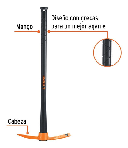Talacho Pico 2.5lb Con Mango Fibra De Vidrio Truper 18631