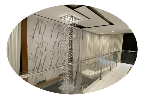 Lustre De Cristal Legítimo K9 Base 38x38 Com 90 Cm Estrutura Prateado