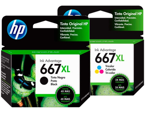 Combo 2 Cartucho Tinta Hp 667xl 1color 3ym80al 1negro 3ym81a