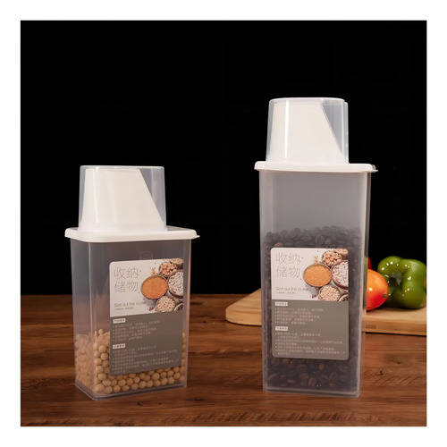 Pote Cereais Matinais Hermético Com Medidor Plástico 1,2lt Cor Incolor com Branco
