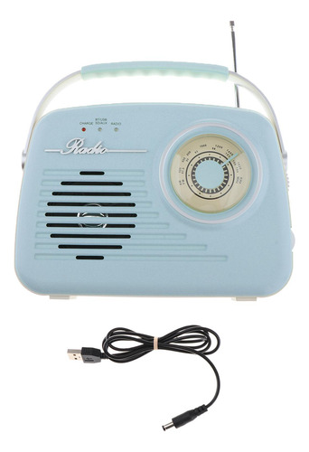 Radio Portátil De Diseño Retro, Material Pp, Azul