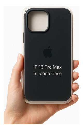 Funda Iphone 16 Pro Max Silicona Logo + Vidrio De Regalo! Negro Silicona