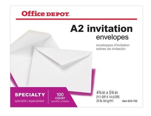100 Sobres Blancos A2 Para Invitación Office Depot | MercadoLibre