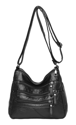 Bolso Bandolera De Mujer De Piel Lisa Con MĂșltiples Bolsillo