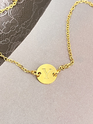 Pulseira De Elos Com Letra Y Banhada A Ouro