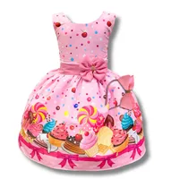Comprar Vestido Infantil Festa Doces E Guloseimas Luxo + Brinde